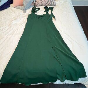 Cider Green Tie Strap Slit Maxi Dress